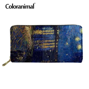 

Coloranimal Luxury Painting Art Women Men Long Wallets Starry Night Multifunction Cash Coin Leather Purse Fashion Tote Money Bag