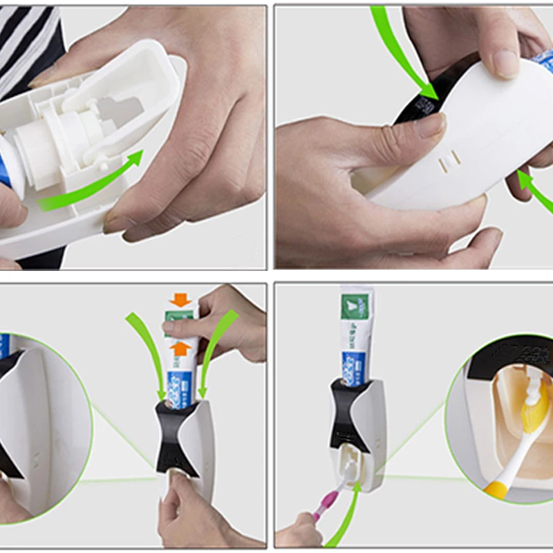 1 Набор, автоматическая зубная паста для ленивых, Диспенсер, 5 шт., настенная подставка для зубных щеток, подставка для крепления, полки для ванной комнаты, принадлежности для купания
