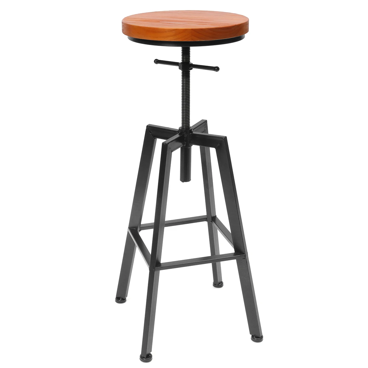 

Retro Style Black steel feet Rotating bar chair Home Lifting Bar Chair Solid Wood High Chair High Bar Stool