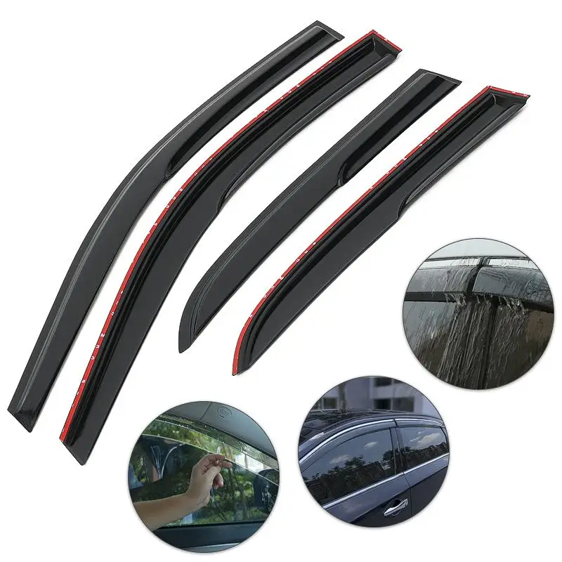 

4pcs Car SmokeTint Sun Rain Wind Shade Deflector Vent Guard Cover Window Visor Vent For Honda For Accord 4-Door Sedan 2003-2007
