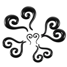 Пара акриловых черных спиралевидый ушной наконечник измерительные приборы Twist Swirl расширители ушных тоннелей серьга-вставка женские пирсинг ювелирные изделия 1,6 мм-12 мм