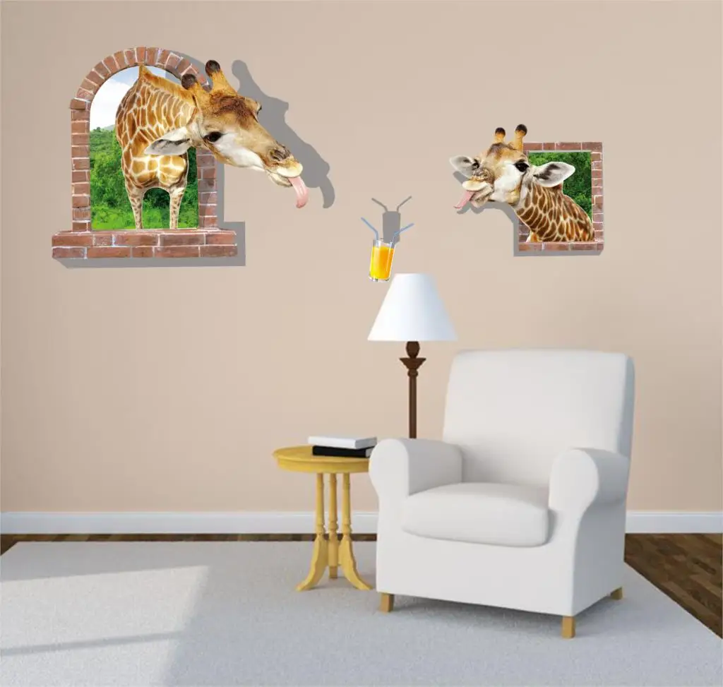 

NEW Large 3d Cosmic Giraffe Animal Wall Sticker Star Home Decoration for Kids Room Floor Living Room Wall Decals Home Decor 2