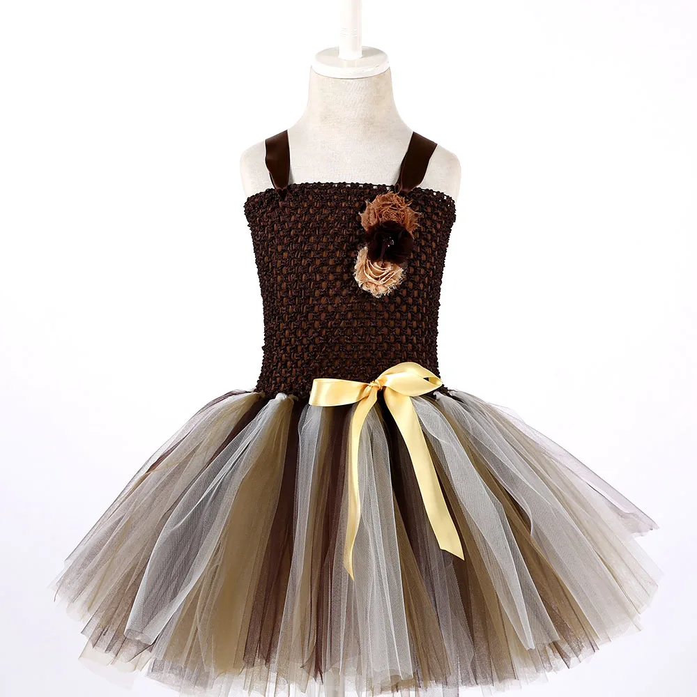 Cute Lion King Cartoon Animal Cosplay Tutu Dress Kids Christmas Party Dresses for Girls Knee Length Dress Set Baby Girl Clothes (11)