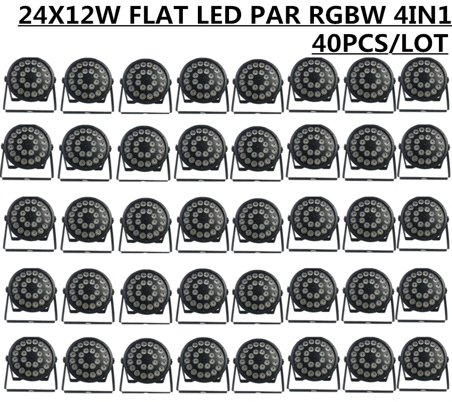 40 штук/RGBW 4in1 24X12W светодиодный Par Светильник сценического плоский PAR dmx512 4/8 ch стирка