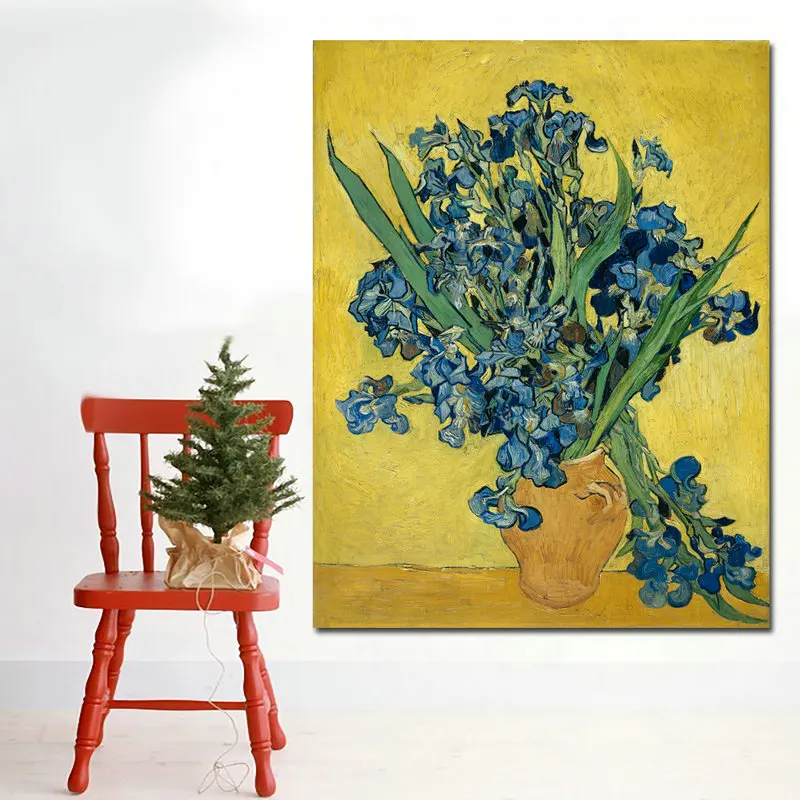 Самоотверженный Венсан Ван Гог Ирисы печать пейзаж живопись искусство на camvas картина маслом без рамки - Цвет: Irises