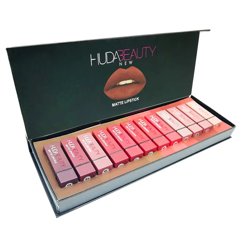 

Huda Beauty Matte Lipstick Set Of 12PCS Velvet Matte Lipstick Waterproof Lipstick Sexy Nude Makeup Matte Lipstick Huda Beauty