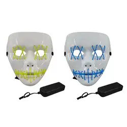 Хэллоуин Светодиодный свет маски вечерние EL маска неоновая Косплей тушь для ресниц ужас Светящиеся в темноте 4 режима управления