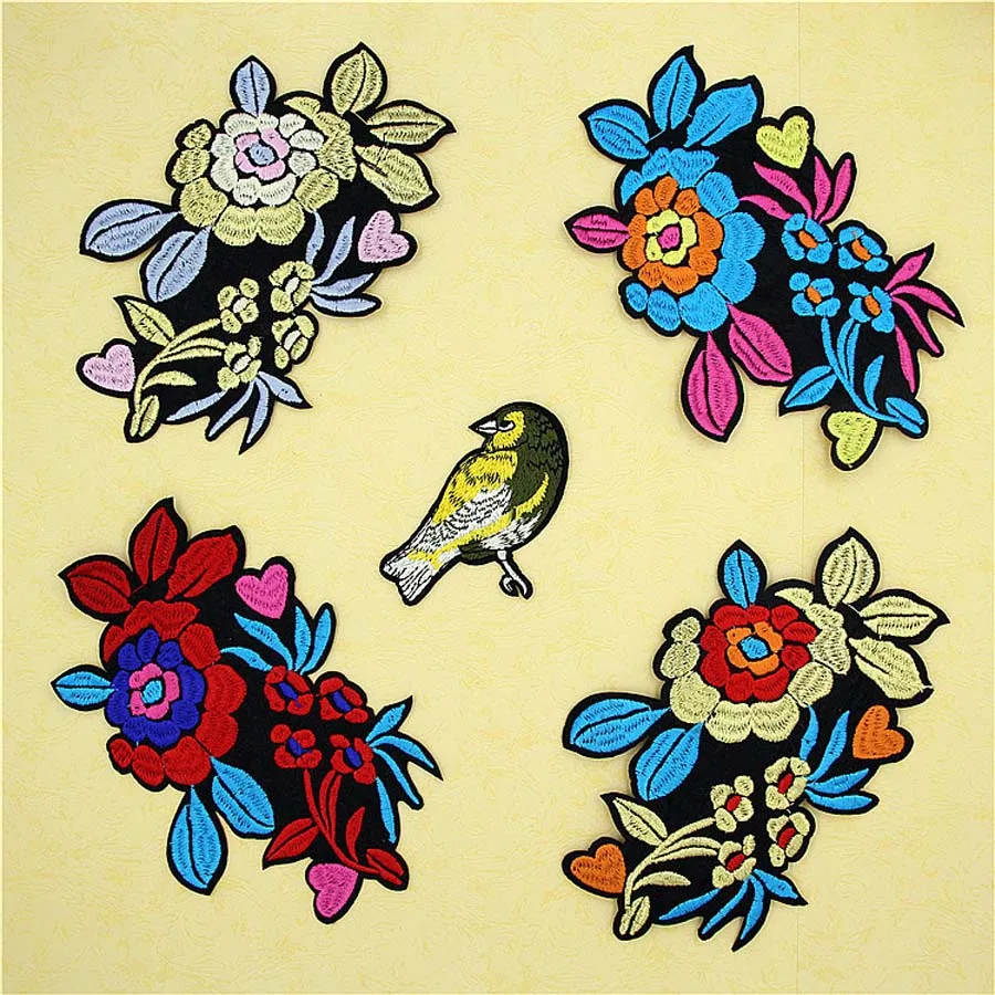 

Fabric Embroidered Bird Flower Patch Clothes Sticker Bag Sew Iron On Applique DIY Apparel Sewing Clothing Accessories BU116