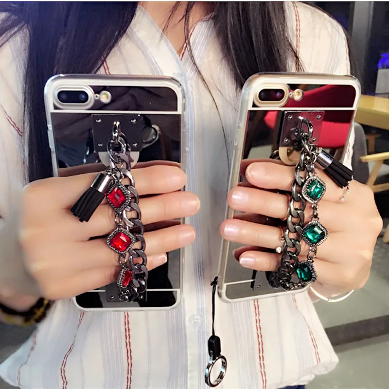 

Diamond bracelet chain tassel mirror phone case cover For Samsung galaxy j2 j4 j5 j6 j7 j8 a5 a6 a7 a8 2017 2018 prime plus pro