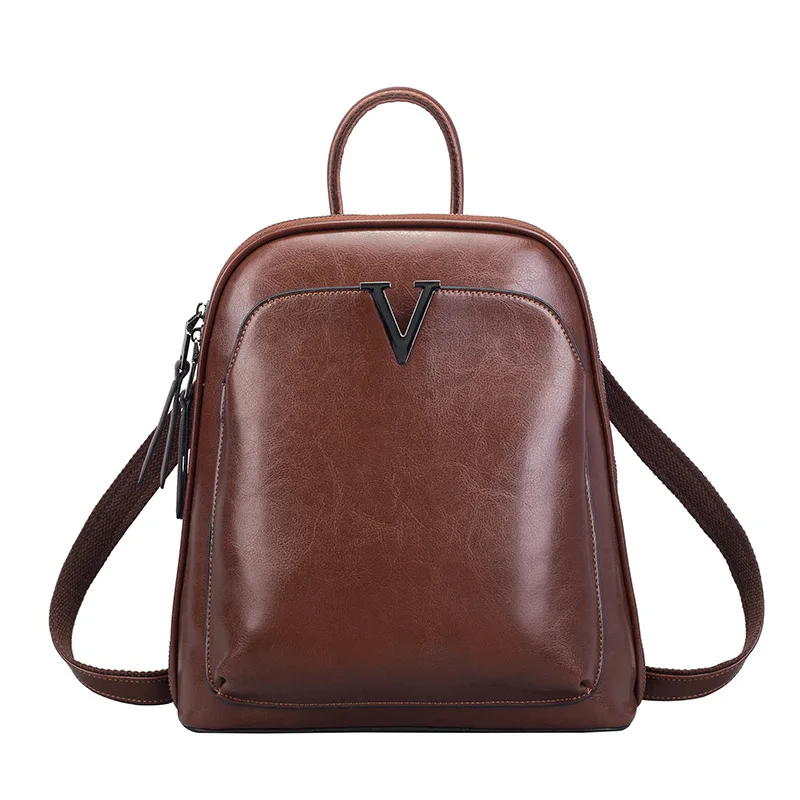 

KYYSLO Multifunction Oil Wax Leather Travel Bag Korean Version Of Wild Fashion High Capacity Shoulder Bag Women Backpack