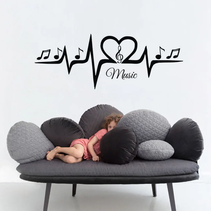 

Musical Pulse Treble Clef Notes Wall Stickers Removable Adhesive Vinyl Wall Decals Art Wall Decor