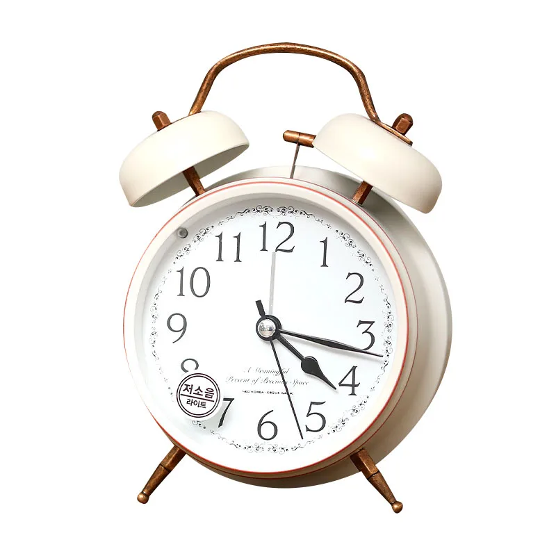 European Style Vintage Alarm Clock Retro Table Night Light