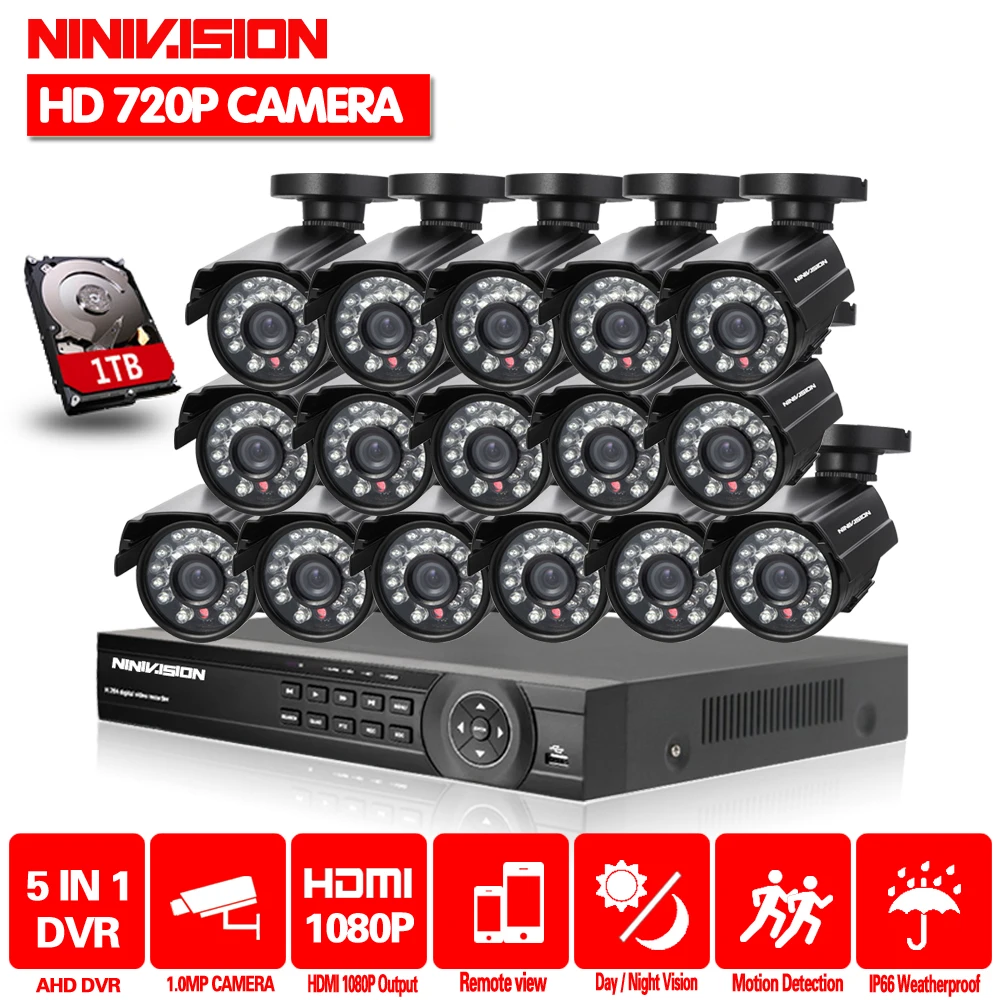 16CH 1080P HDMI DVR 2000TVL 720P HD камера наружного наблюдения, система безопасности 16 каналов CCTV DVR комплект AHD камера 2 ТБ HDD