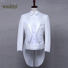 Wuzhiyi классический дизайн мужской хвост свадебный костюм/смокинг жениха/вечерний индивидуальный заказ 4 шт. блейзер(пиджак+ брюки+ ремень+ галстук) джентльмен