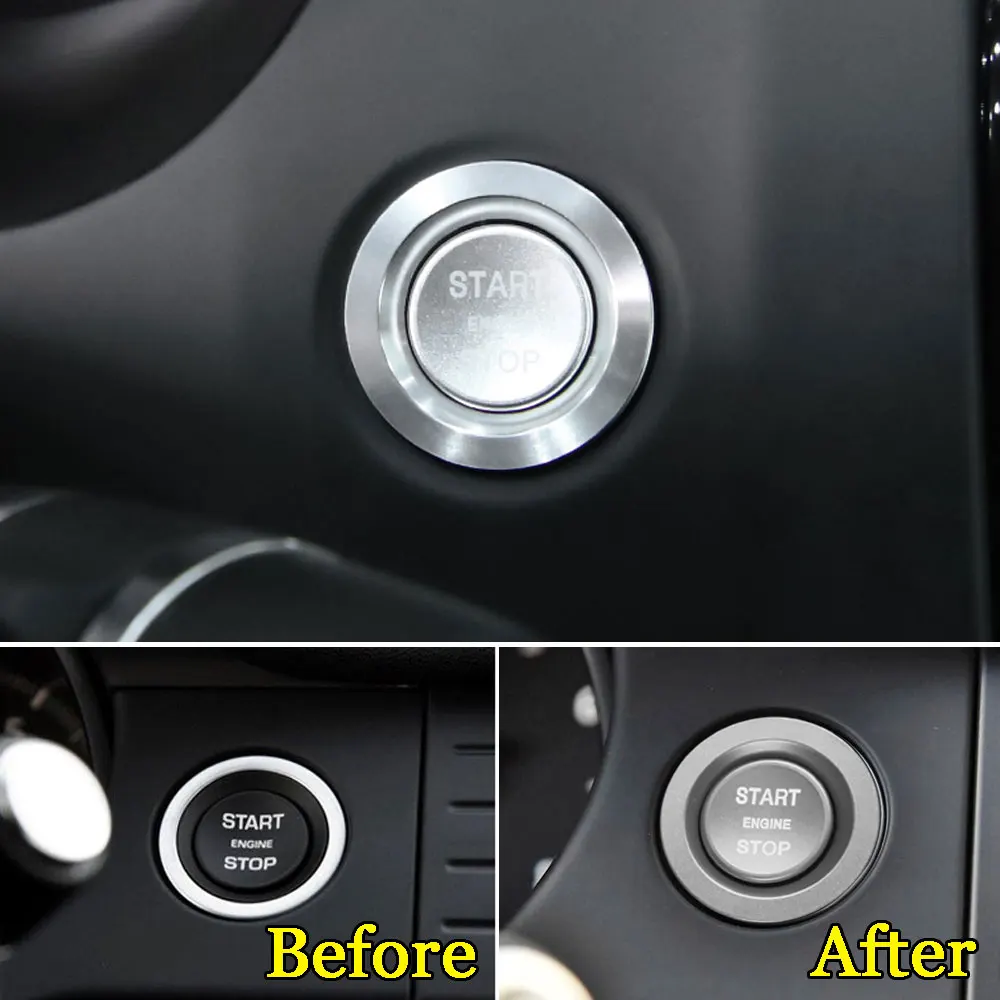 

For Jaguar XF F-PACE E-PACE 2016 2017 2018 2pcs Aluminum Start Stop Ignition Cover Trim 2 Color Styling Decorative Accessories