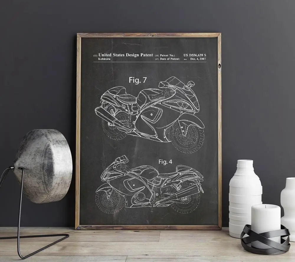 Патент на мотоцикл, произведение искусства, Dirt Bike для Suzuki wall art, плакаты, декор комнаты, печать, схема, идея подарка, украшения стен - Цвет: CP20641