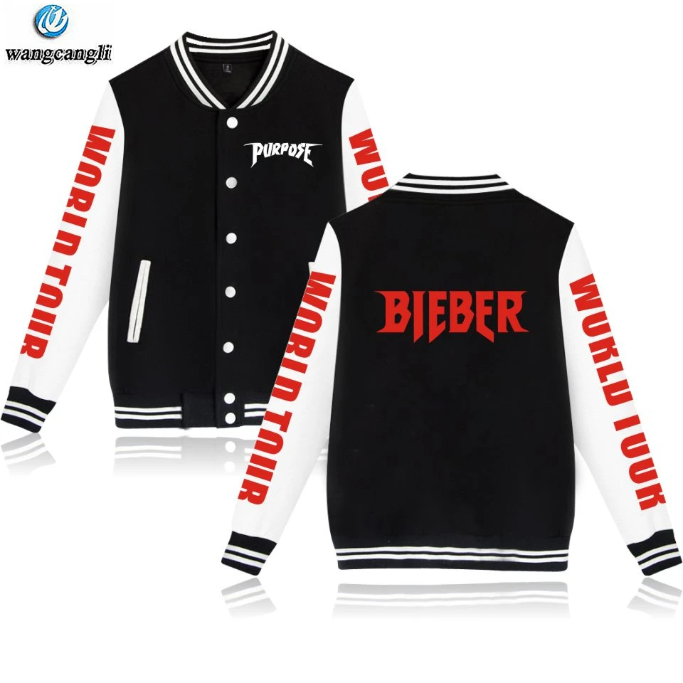 Hip Hop Baseball Uniform Justin Bieber Purpose Tour Fashion Jacket
Men/Women Plus Size Jackets Hoodies Harajuku Sweatshirt