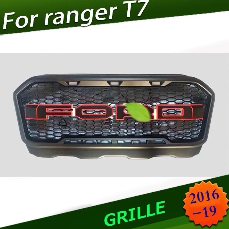 

AUTO ACCESSOR RACING GRILLE GRILLS WITH LED FRONT BUMPER FIT FOR RANGER T7 GRILL 2015-2017 PICKUP