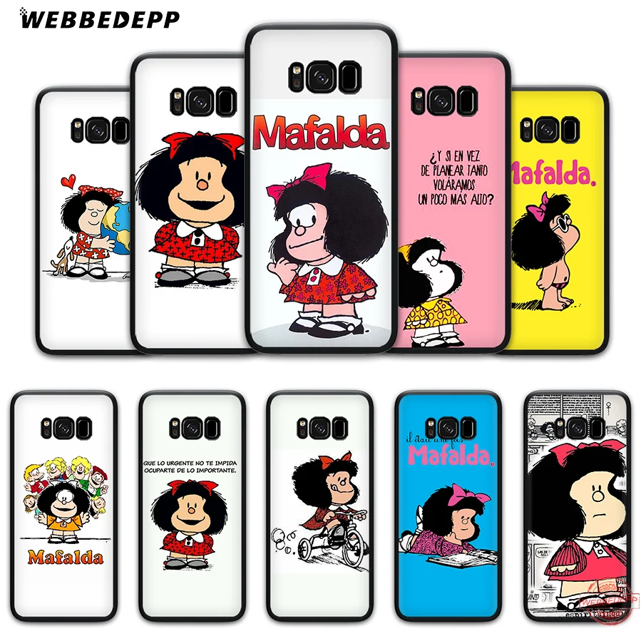 WEBBEDEPP Mafalda Soft Silicone Case for Samsung A3 A5 A6 A7 A8 A9 S6 S7 Edge S8 S9 S10e J6 Plus Note 8 9 2018 | Мобильные телефоны
