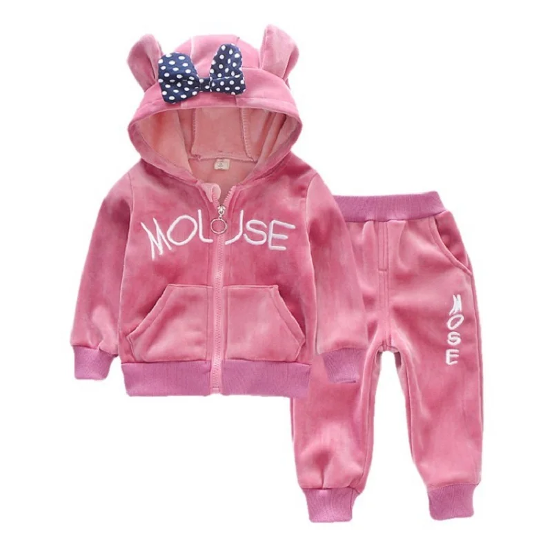 

Cartoon Panda Flower Elegant Girl Warm Comfort Winter Plush Hood Warm High Quality Kids Clothing Set Autumn Fashion Boy Suit Set