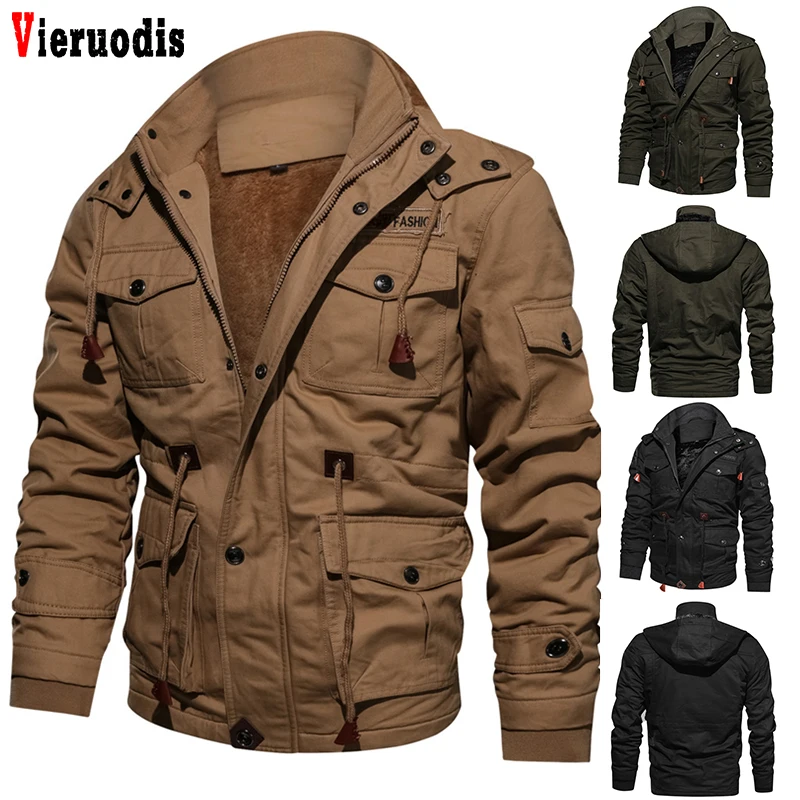 Зимняя мужская брендовая одежда, мужская военная куртка, мужские флисовые куртки, теплое пальто с капюшоном, теплая плотная верхняя одежда KB822
