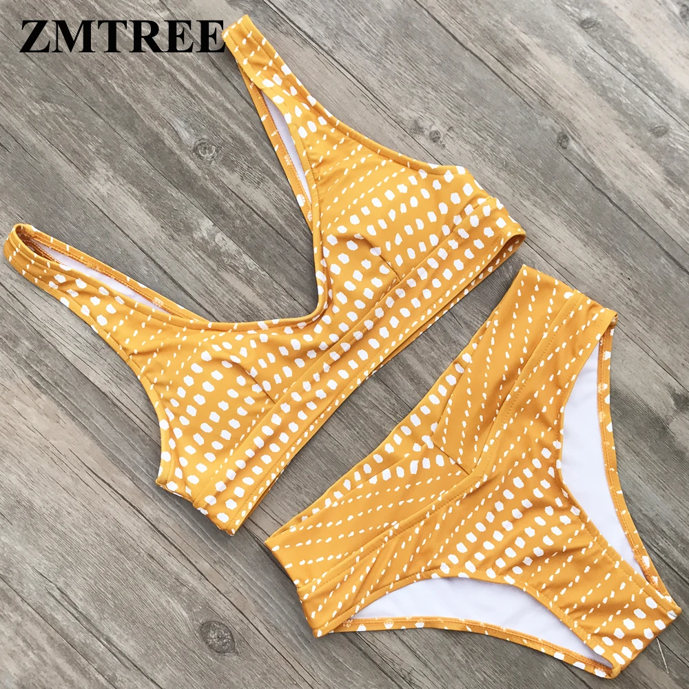 ZMTREE Bikini Set Women Cropped Top Swimwear Tankini Bathing Suit 2018 New Swimsuit Bikini Dot