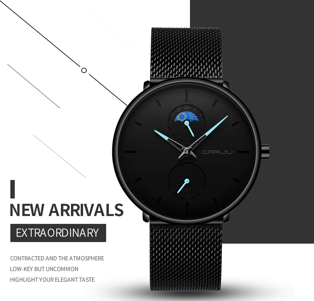 Black Slim  Women Men  Luxury Elegant Dress  es Unisex Ultra Thin Wrist es Para_voghion.com