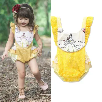 

Baby Girls Clothes Sleeveless Beauty Lace Romper Back Cross Lace Tutu Jumpsuit Outfts Sunsuit Clothes