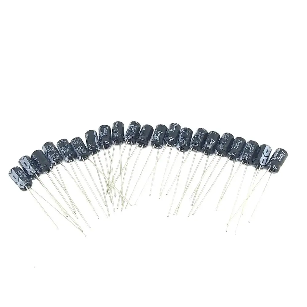 (200pcs/lot)(Electrolytic Capacitors|50V) 3.3uf 50V Electrolytic Capacitor size: 4mm*7mm ... | Электронные компоненты и