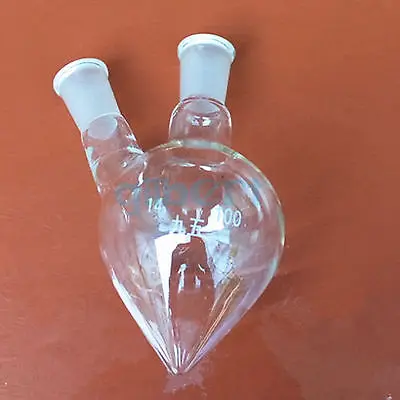 100ml 14/23 Joint Twin Neck Pear Shape Glass Flask Quickfit Laboratory Ware |
