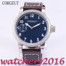Luxury Corgeut 45mm Blue Dial White Marks Luminous Hands 17 jewels 6497 Hand Winding movement Men’s Mechanical Wristwatches