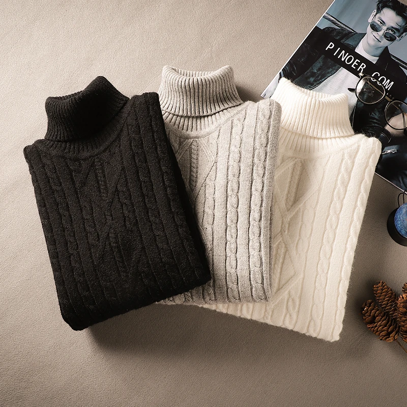 MuLS брендовый Зимний толстый пуловер, свитера для мужчин с высоким воротом, вязаный мужской свитер с высоким воротом, джемперы, осенняя вязаная одежда размера плюс 4XL