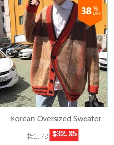 Check Button Cardigan Male Oversize Loose Streetwear Sweater Men Harajuku Cashmere Coat Modis High Street v Neck Pull Homme