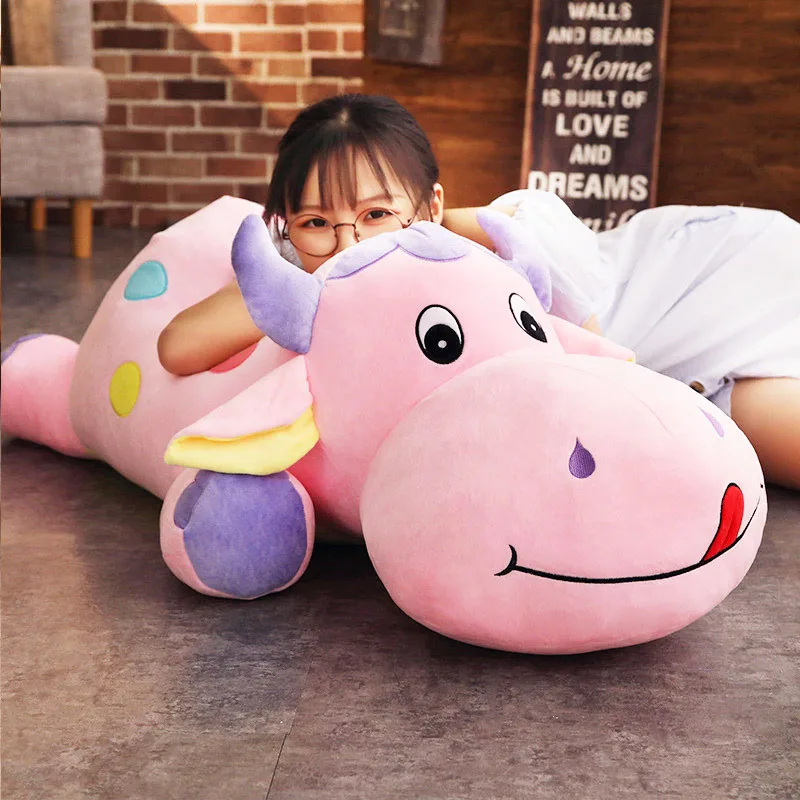 lovely cartoon cattle plush toy cute large cow stuffed doll girl birthday gift sleeping pillow 43inch 110cm DY50432 (5)