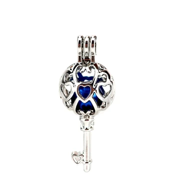 

K883 5pcs/lot Key Ball Heart Pearl Beads Cage Pendant Locket Fairytale Party Essential Oil Diffuser