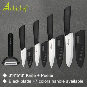 

Ceramic Knives Kitchen knives 3 4 5 6 inch Chef knife Cook Set+peeler white zirconia blade Multi-color Handle High Quality