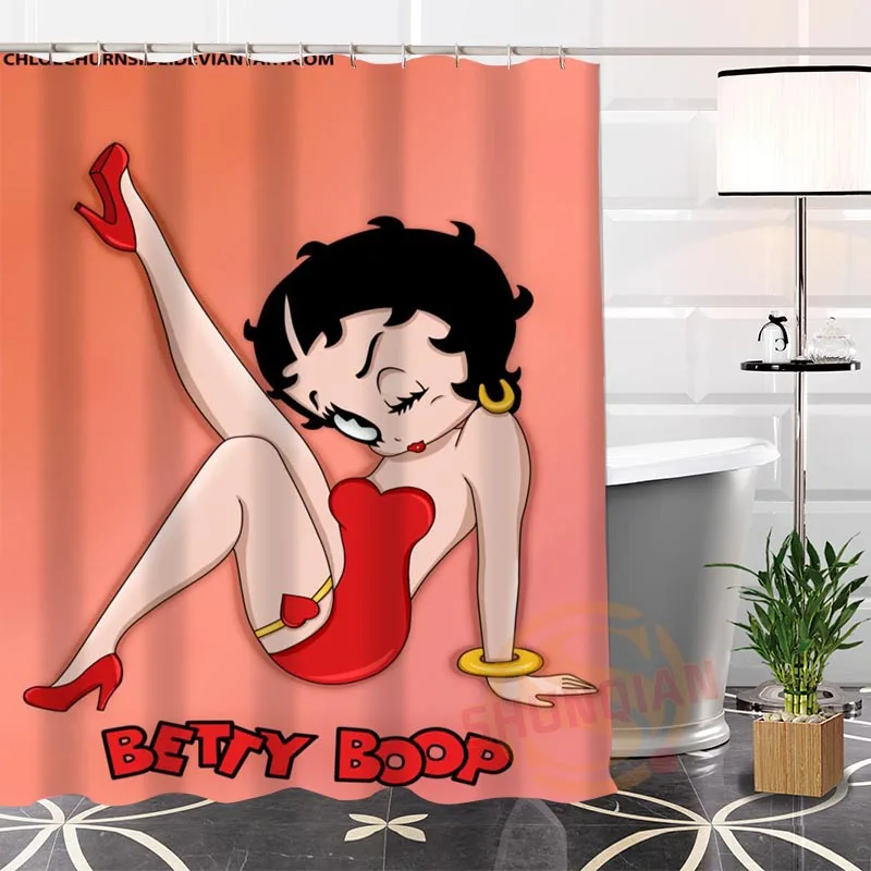 ShunQian Betty Boop Современная тканевая для душа занавес лучший хороший экологичный на заказ ванная комната водонепроницаемый занавес для ванной s с крюком - Цвет: Очищать