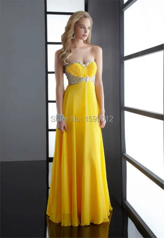 2014 New Fashion Sleeveless Silk Chiffon Crystals Long Formal Evening Dress Prom Party Gown Free Shipping | Свадьбы и торжества