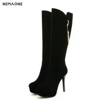 NEMAONE New high heels women boots sexy ladies knee high boots plafform winter autumn party dress shoes woman size 42 43