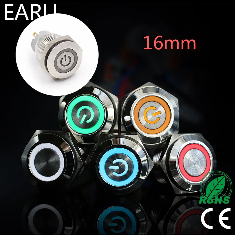 

1pc 16mm Short Type Metal Push Button Switch Waterproof Fixation Latching Locking Momentary Reset PC Power Car Auto Engine Start