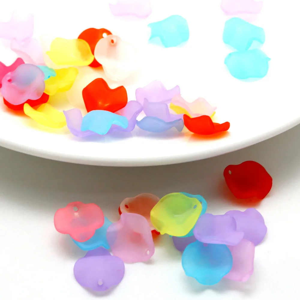 

50pcs Fashion Flower Leaf Acrylic Beads Flower Petal Translucent Dull Polish Beads Caps Charms Fit Jewelry DIY Craft Making