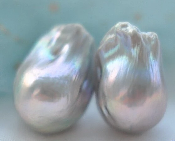 

free shipping Hot sale Free >>>>>22mm GRAY BAROQUE KESHI REBORN PEARL EARRING