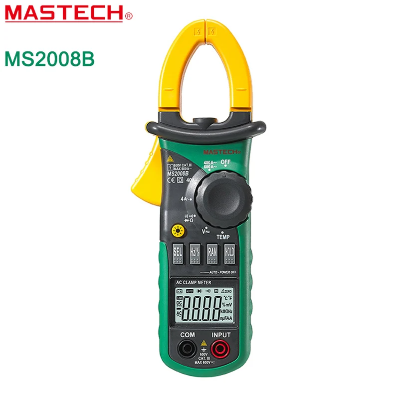 

MASTECH MS2008B Digtal Clamp Meter with Light Temp Frequency ACDC Digital Multimeter Electric Tester Current Clamp Meter Ammeter