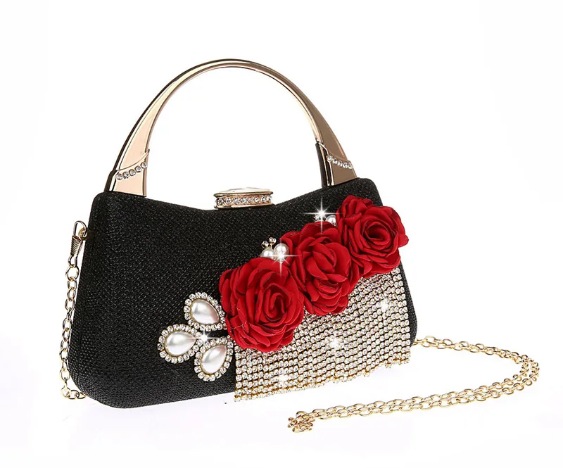 LUXY MOON, Женская сумочка, модная, с цветами, с кисточками, ежедневные клатчи, со стразами, с бисером, Женский кошелек, кошелек, свадебные сумки с цепочкой, ZD740