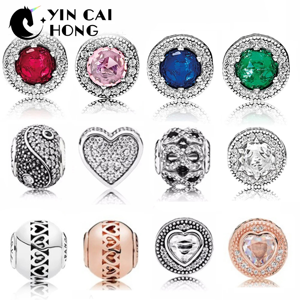 

YCH Original genuine 100% 925 sterling silver Hollowed out pattern Charm bead Fit collocation DIY bracelet E series jewelry