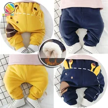 Lemonmiyu/Детские зимние утепленные штаны с героями мультфильмов повседневные хлопковые эластичные штаны-шаровары для новорожденных мальчиков теплые длинные штаны унисекс