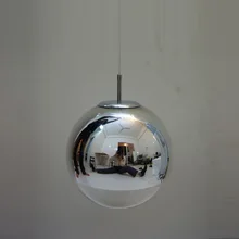 1 unidades led mirror glass Luces Pendientes E27 bombilla Barra Cromada lámpara colgante bola de cristal lustres lámpara cafetería cocina comedor