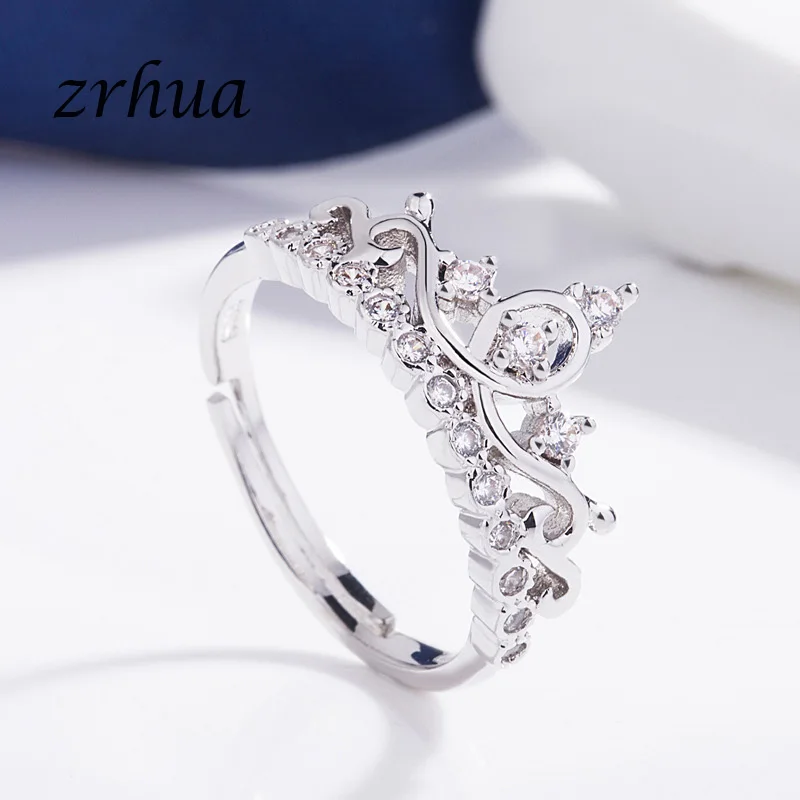 ZRHUA 30% серебряное кольцо роскошная Корона ювелирное изделие на палец Сияющее