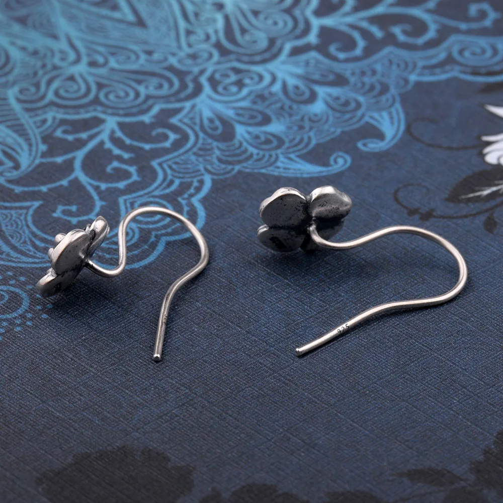 Mythic Age Real 925 Sterling Silver Rose Flower Vintage Drop Dangle Earrings Jewelry Gift for Woman Girl Fine Jewelry