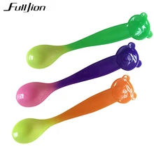 Baby Spoon Lot Heat Sensing Safe PP Handle Learning Thermal Baby Spoon+ Fork Anti-Skid ColorfulTableware Kids Weaning Silicone